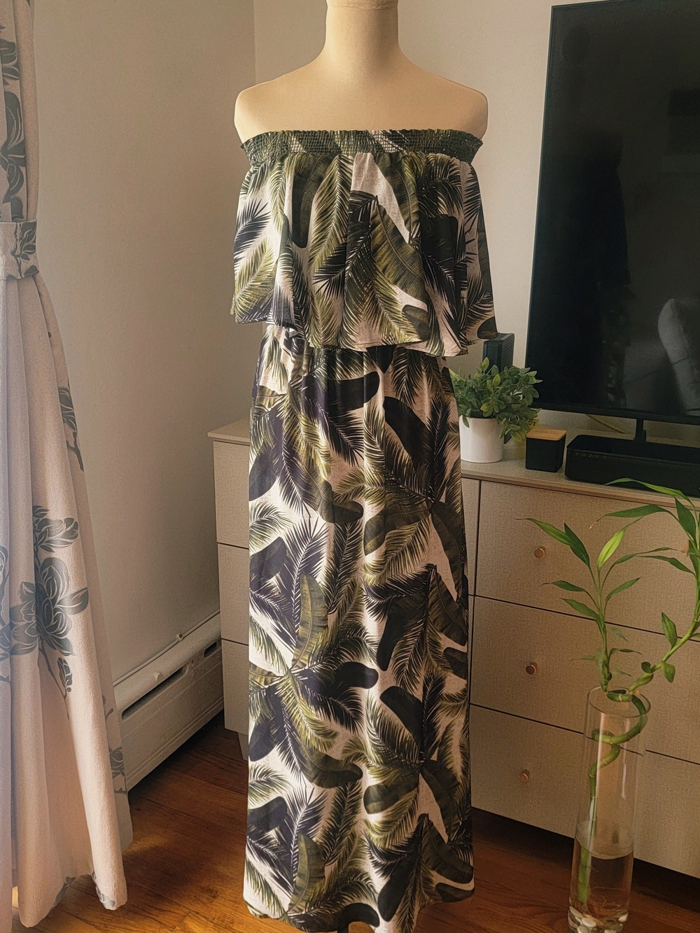 SHOW ME YOUR MUMU Haci Off Shoulder Palm Leaf Maxi Dress Coverup - Size XS